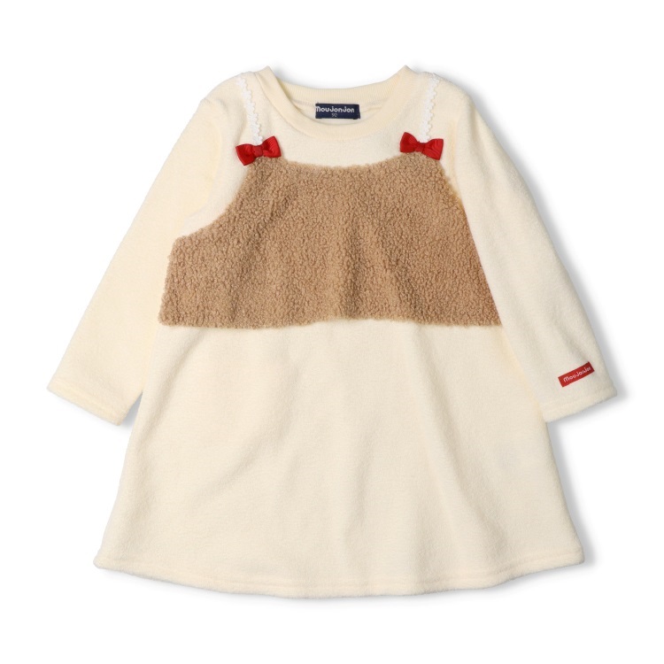 ボアビスチェ風ブークレー裏起毛ワンピース ワンピース｜子供服