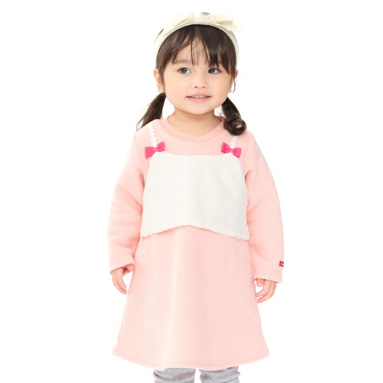 セール　女の子　可愛い　シャーリー風　ワンピース　まとめ売り　エコメルカリ便 ボアビスチェ風ブークレー裏起毛ワンピース ワンピース｜子供服