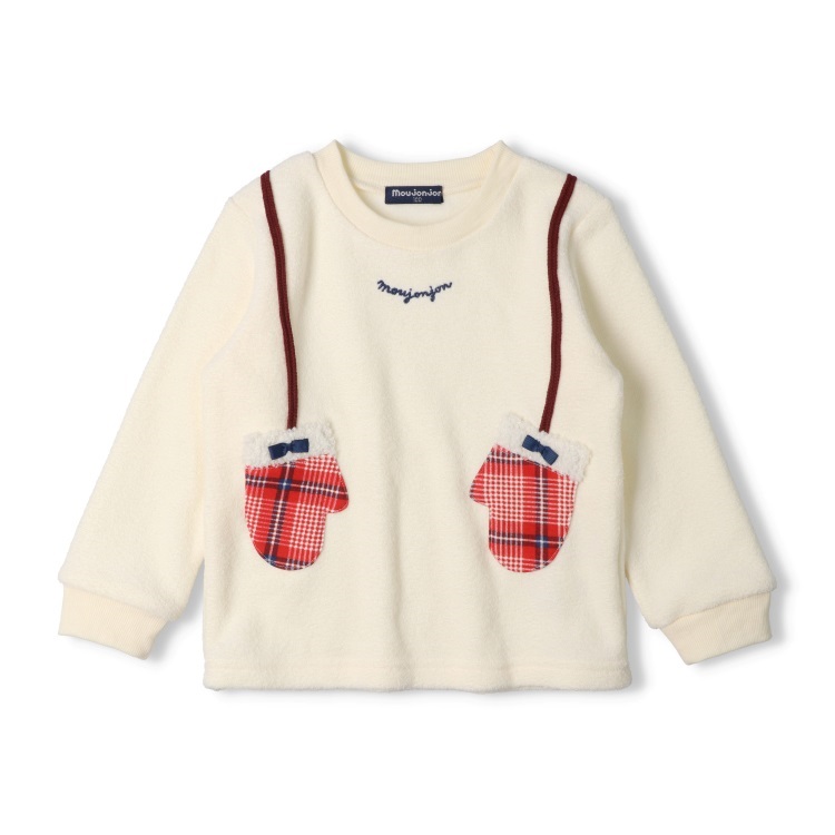 ミトンデザインブークレー裏起毛トレーナー(オフホワイト-110cm)