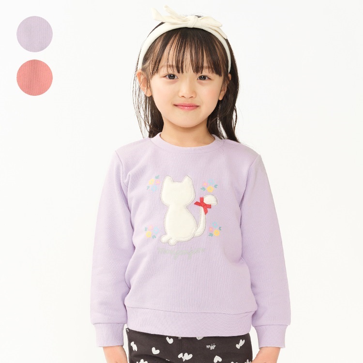 *ネコボアアップリケ裏毛トレーナー