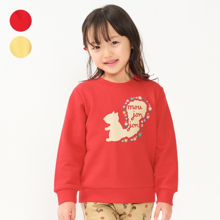 リスプリントお花刺繍裏毛トレーナー