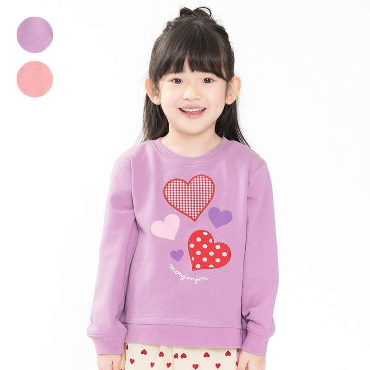 ハートアップリケ裏毛トレーナー