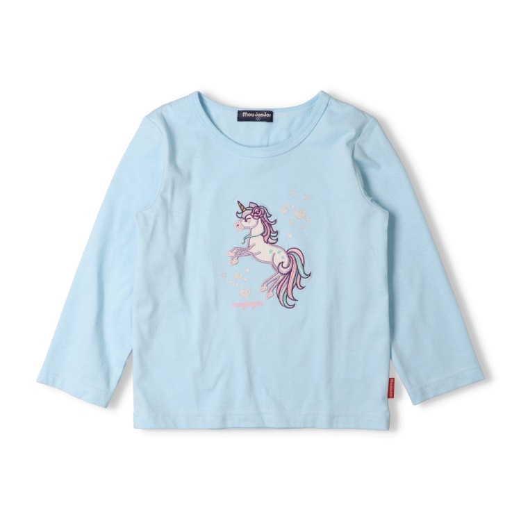 ユニコーンアップリケ長袖Tシャツ(サックス-80cm)