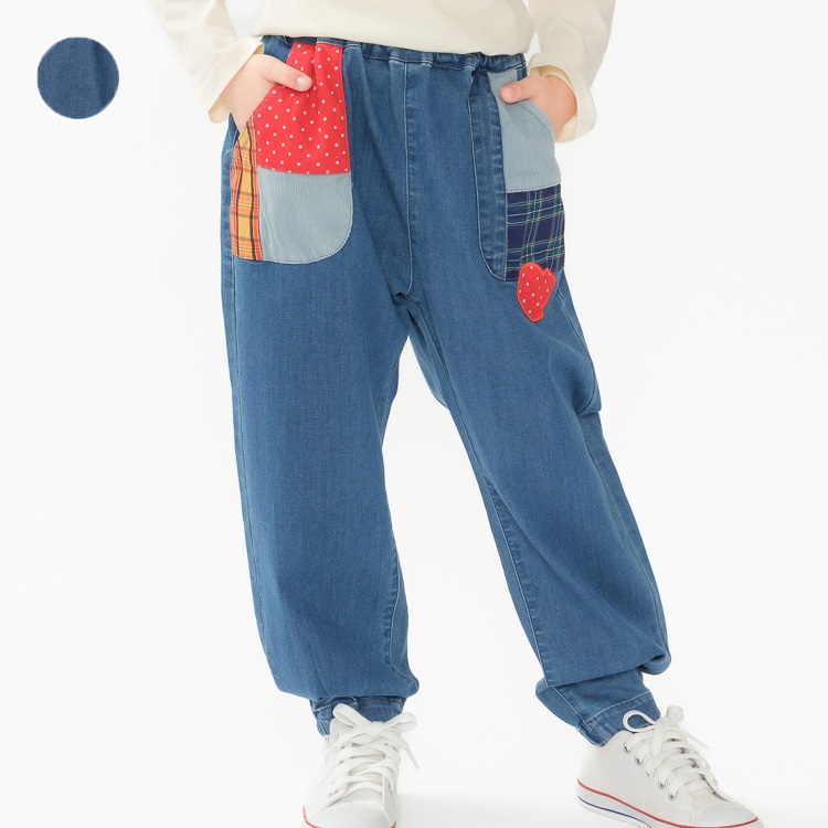 パッチワークポケットデニムパンツ