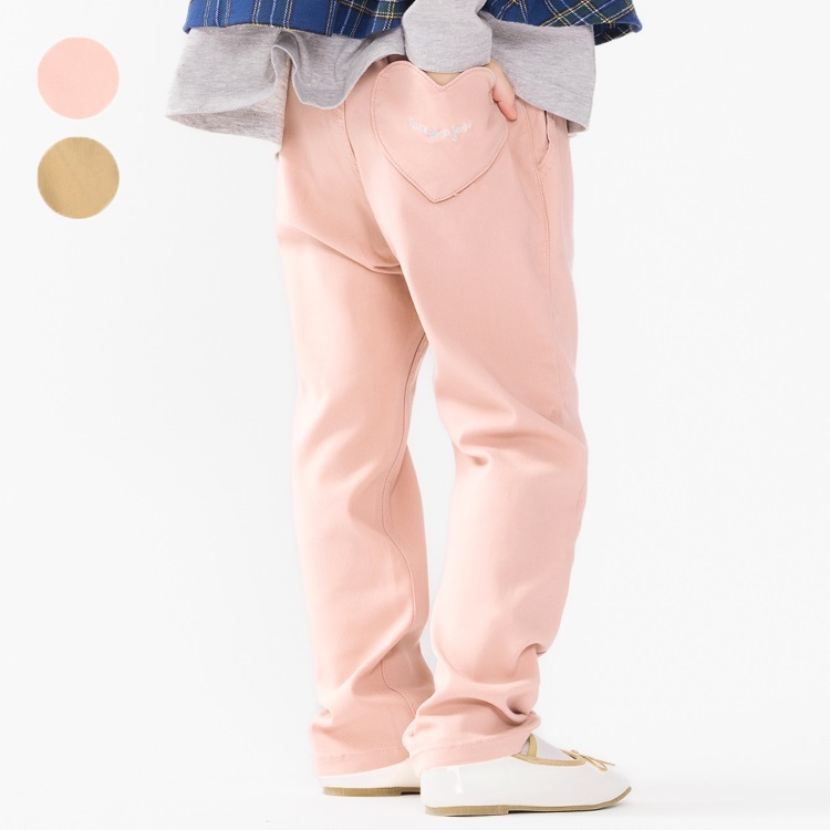 *のびのびツイルハートポケットロングパンツ