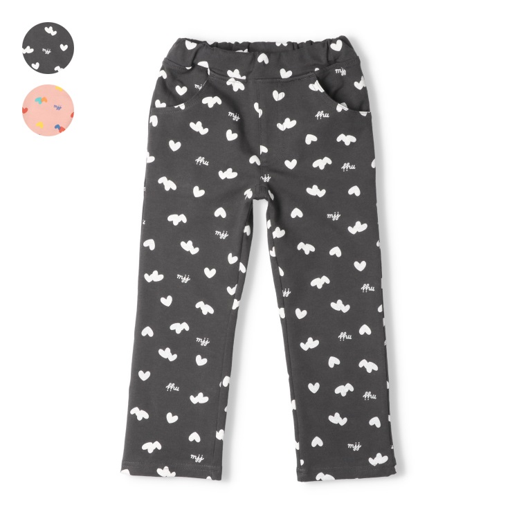 *ハート総柄ストレッチミニ裏毛ロングパンツ