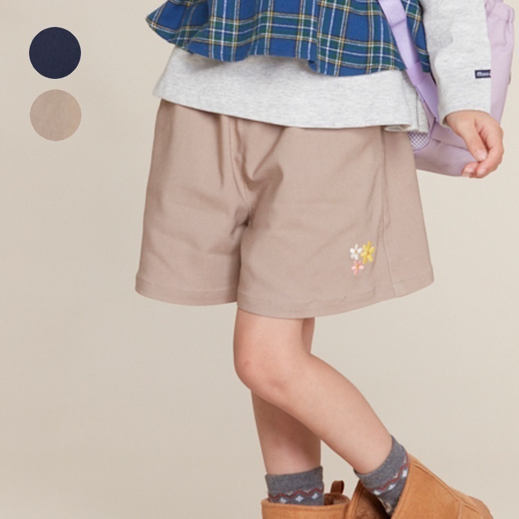 ツイル刺繍3分丈キュロットパンツ