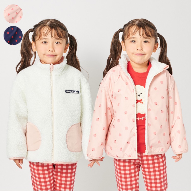 【耐水・防風】りんご柄×ボアリバーシブルジャケット