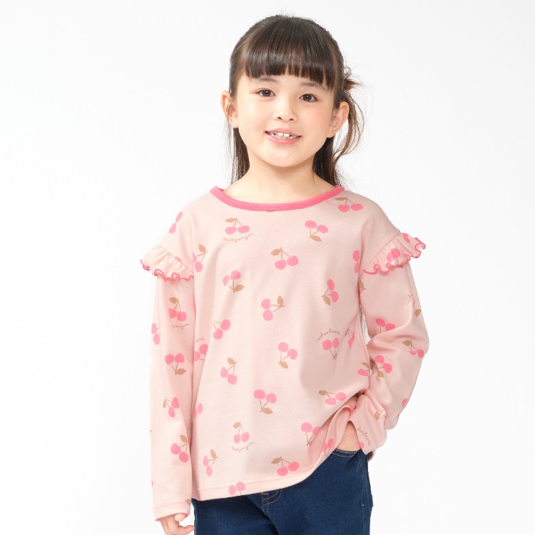 さくらんぼ総柄長袖Tシャツ(ピンク-80cm)