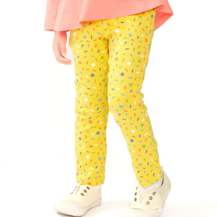 チョコスプレー柄リップルロングパンツ(イエロー-90cm)