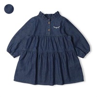 デニムティアード長袖ワンピース