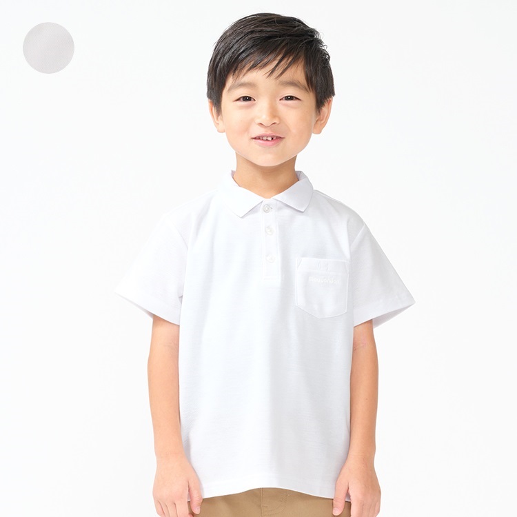 *【WEB限定】【100～160cm】鹿の子半袖白ポロシャツ