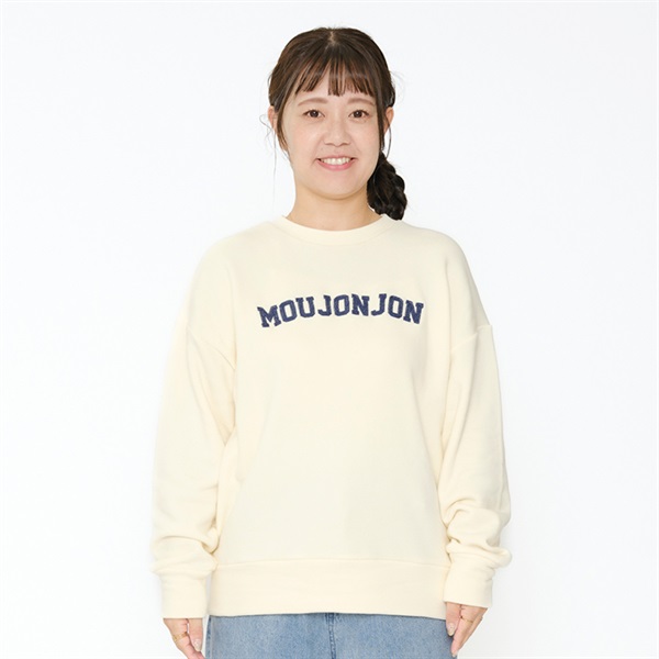 【WEB限定】【大人】のびふわ裏毛ロゴ刺繍トレーナー(オフホワイト-L)