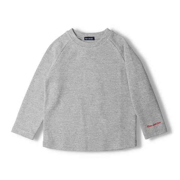 リップル無地ラグラン長袖Ｔシャツ(グレー-100cm)