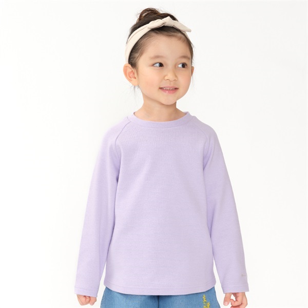 リップル無地ラグラン長袖Ｔシャツ(ラベンダー-100cm)