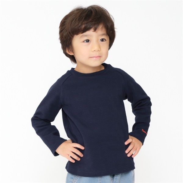 リップル無地ラグラン長袖Ｔシャツ(コン-100cm)
