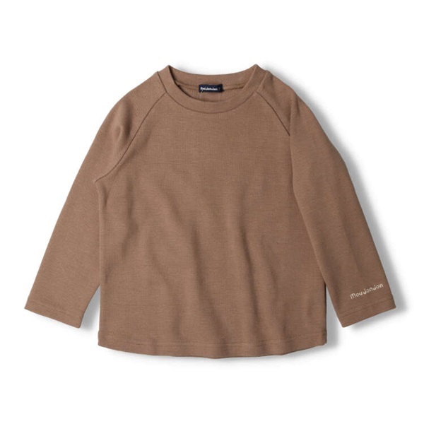 リップル無地ラグラン長袖Ｔシャツ(チャ-140cm)