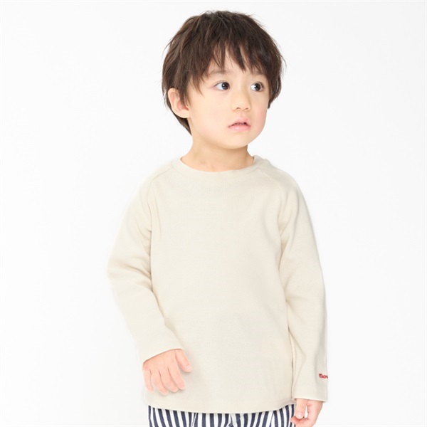 リップル無地ラグラン長袖Ｔシャツ(オフホワイト-140cm)