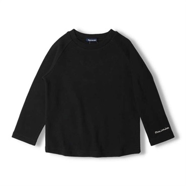 リップル無地ラグラン長袖Ｔシャツ(ブラック-80cm)