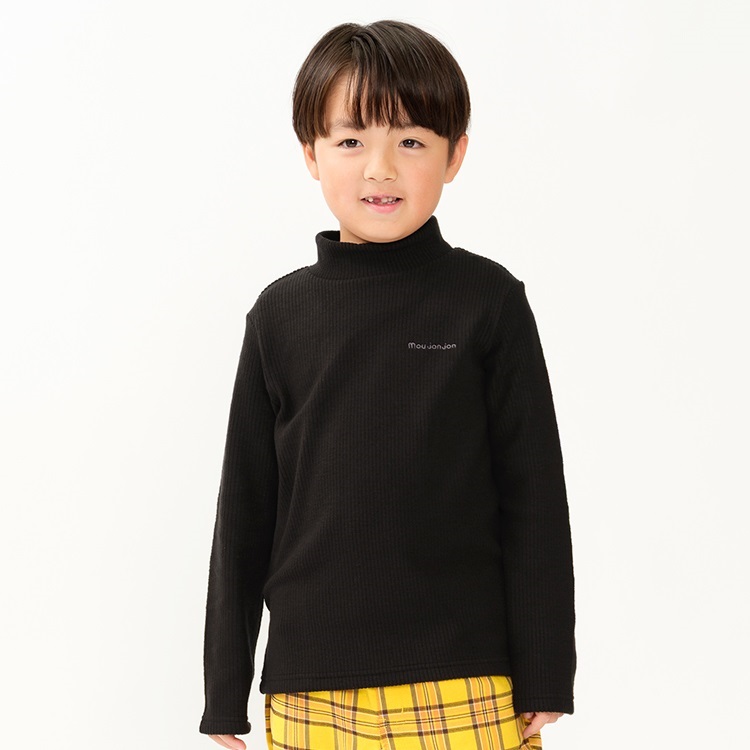 ニットコールハイネック長袖Tシャツ(ブラック-100cm)