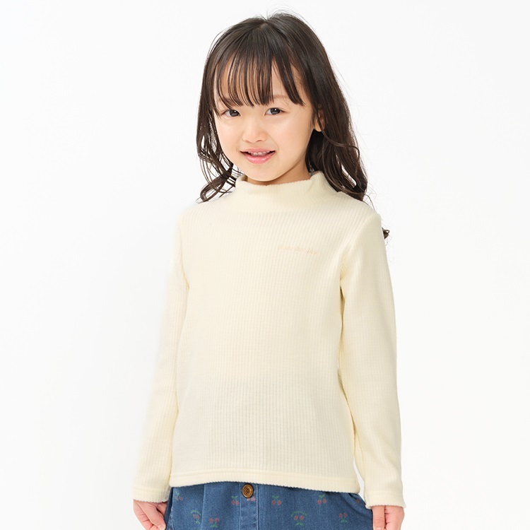 ニットコールハイネック長袖Tシャツ(ホワイト-120cm)