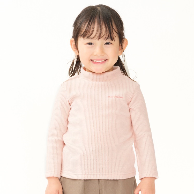 ニットコールハイネック長袖Tシャツ(ピンク-90cm)