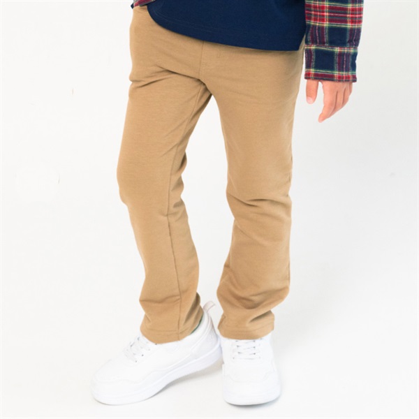 ストレッチミニ裏毛無地ロングパンツ(ベージュ-90cm)