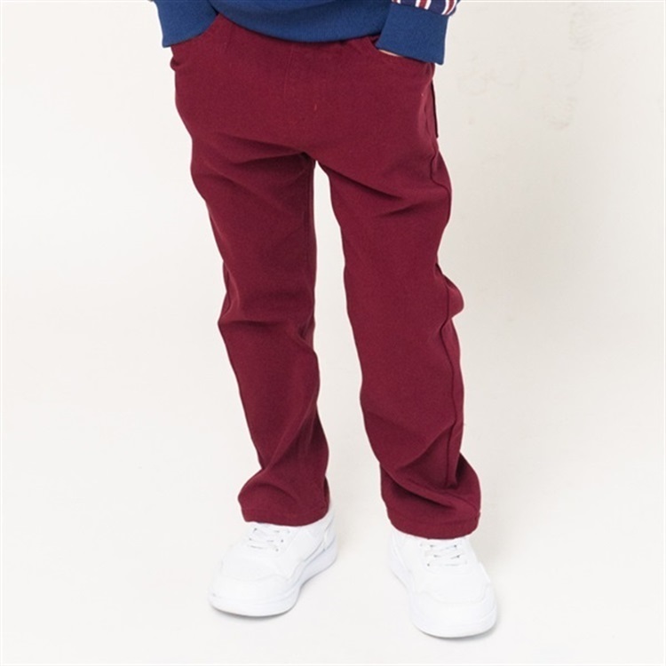 *のびのびツイルストレートパンツ(ワインレッド-130cm)