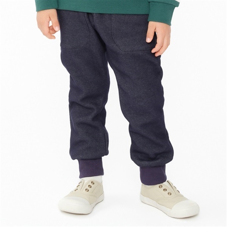 爆温裏起毛デニムニットパンツ(裾リブ-90cm)