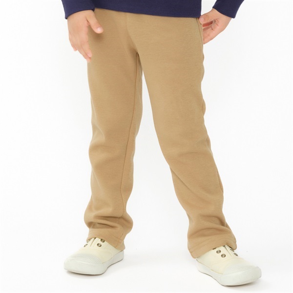 爆温裏起毛無地ストレート長パンツ(ベージュ-100cm)