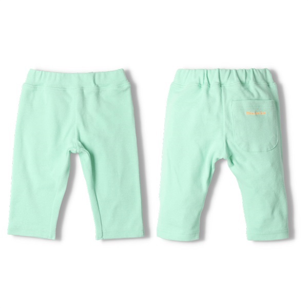 日本製リップルフライス6分丈ハーフパンツ(グリーン-100cm)