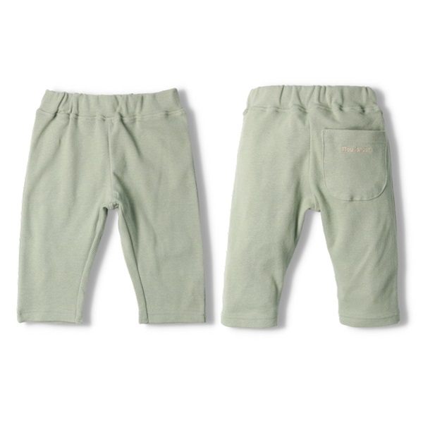 日本製リップルフライス6分丈ハーフパンツ(カーキグリーン-100cm)