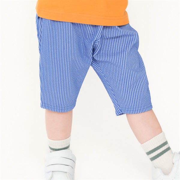 ニットサッカーサルエル5分丈ハーフパンツ(ブルー-80cm)