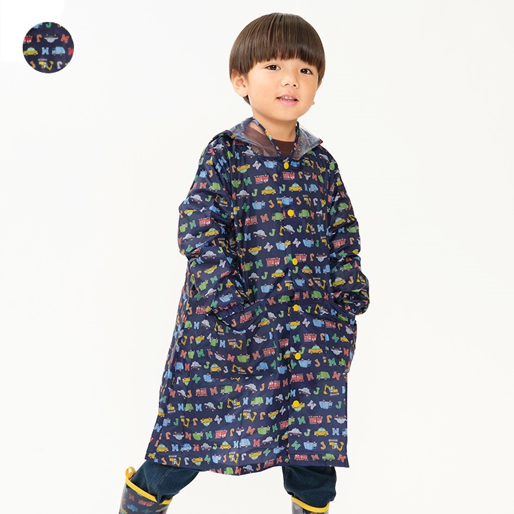 車ロゴ総柄レインコート