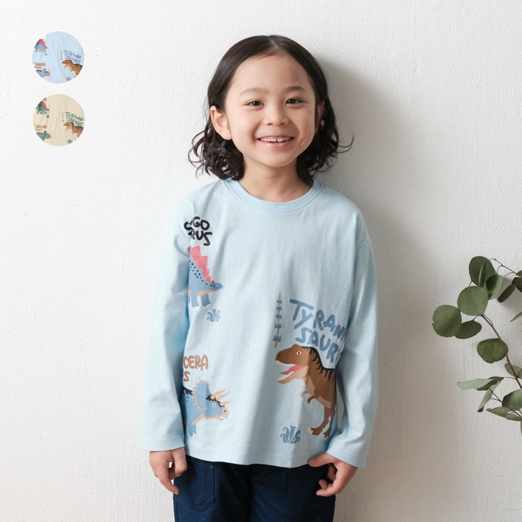 *恐竜プリント長袖Tシャツ