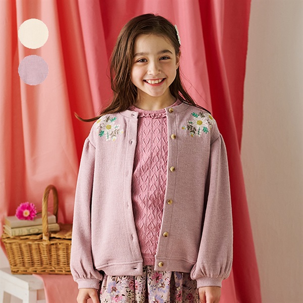 お花刺繍ニット風カーディガン カーディガン｜子供服・ベビー服の通販
