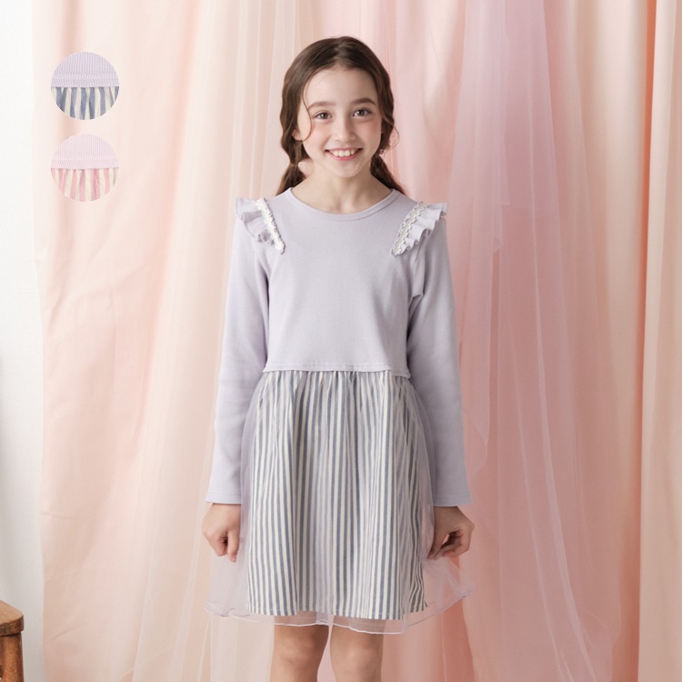 Riu チュールスカート付き長袖ワンピース 楽天市場】チュールスカート キッズ チュール ワンピース 切り替え