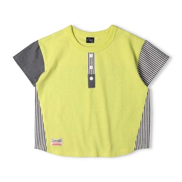 ヘンリーネック風異素材切替半袖Tシャツ 半袖Tシャツ｜子供服