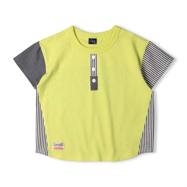 ヘンリーネック風異素材切替半袖Tシャツ 半袖Tシャツ｜子供服