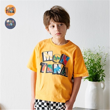 背中切替ロゴプリント半袖Tシャツ