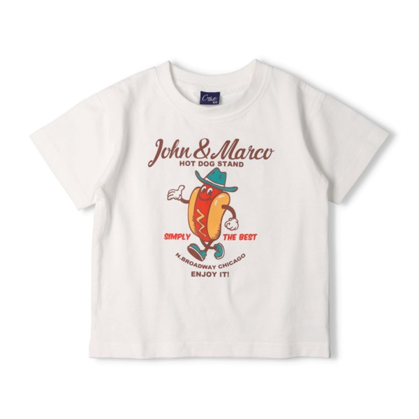フードキャラクタープリント半袖Tシャツ(オフホワイト-80cm)