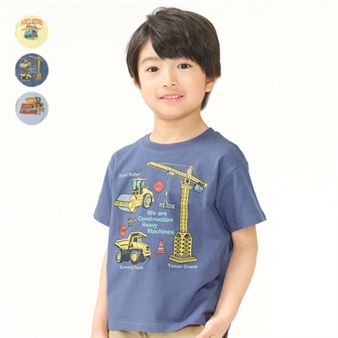 働く車プリント半袖Tシャツ