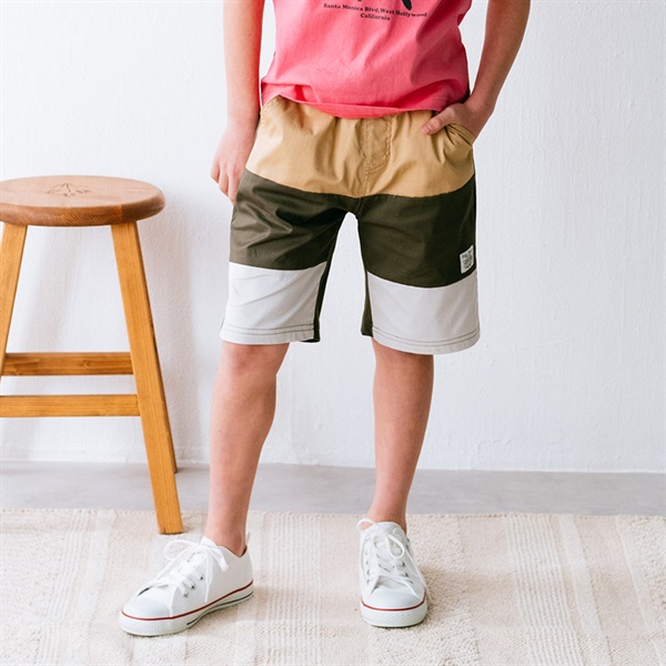 3段切替5分丈ハーフパンツ(ベージュ-80cm)