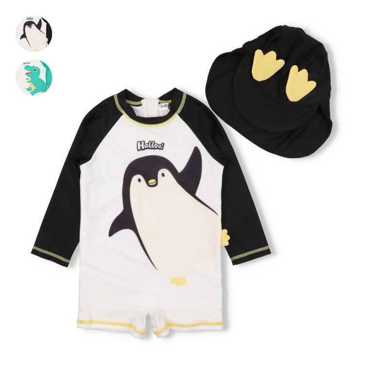 【WEB限定】ペンギン・恐竜ベビー水着・帽子セット