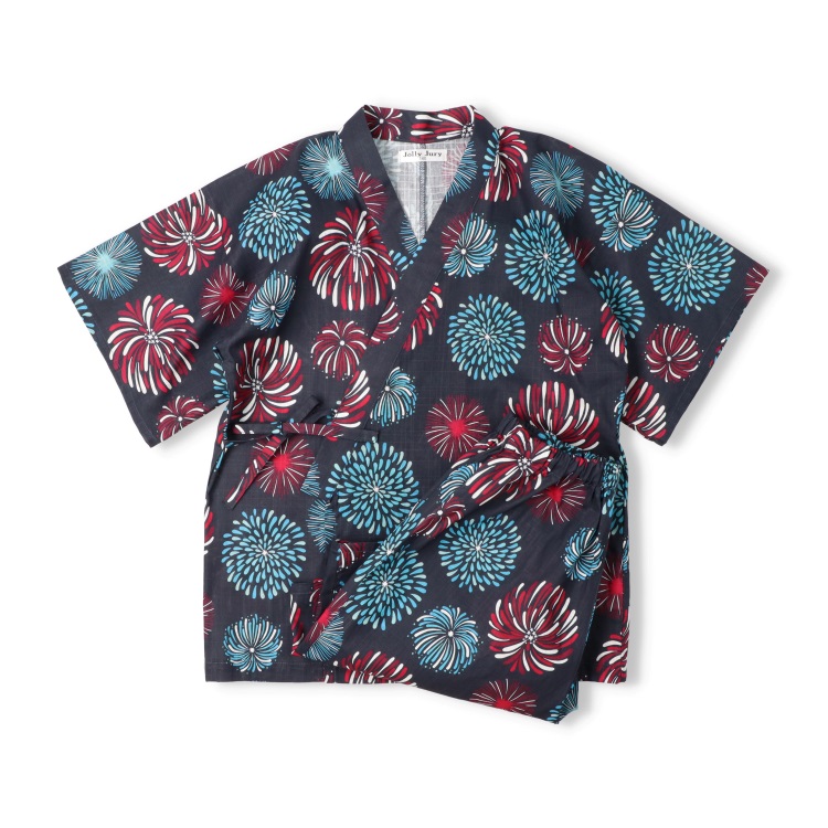 【WEB限定】【140～160cm】花火柄甚平(ネイビー-160cm)