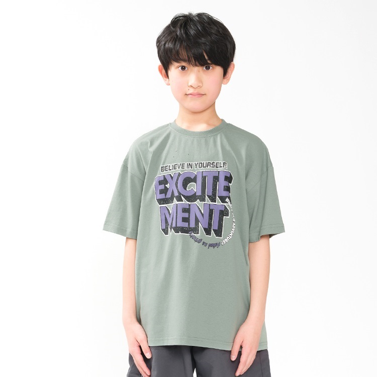 *【WEB限定】【130～160cm】ロゴプリント半袖Tシャツ(グリーン-130cm)