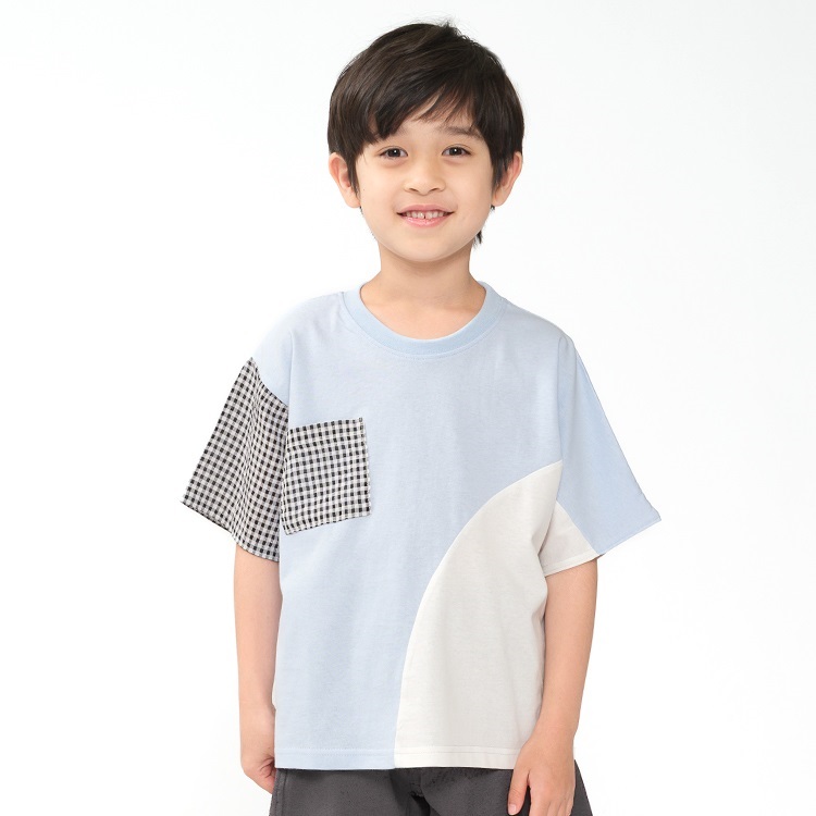 切替半袖Tシャツ(ブルー-100cm)