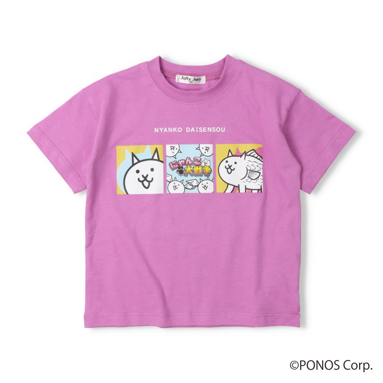 【WEB限定】にゃんこ大戦争/半袖Tシャツ(パープル-130cm)