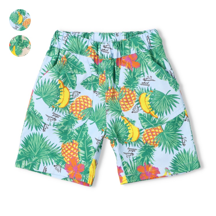 *【WEB限定】ボタニカル恐竜柄4分丈ハーフパンツ