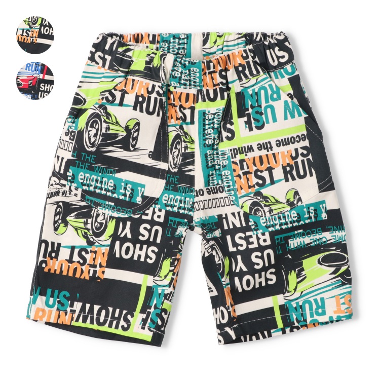 *【WEB限定】ロゴ車総柄5分丈ハーフパンツ